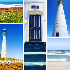 Image showing Collage of historical Light House on Atlantic Ocean .