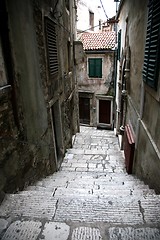 Image showing Narrow and old street in Sibenik city, Croatia