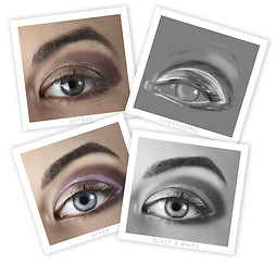 Image showing eye retouching before and after