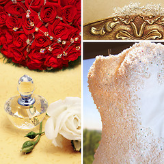 Image showing Collage of beautiful wedding accessories.