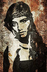 Image showing graffiti woman on wall