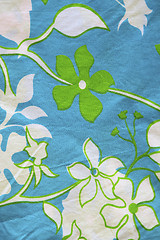 Image showing Cotton material with leaf and flower patterns.