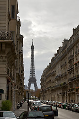 Image showing Street with a view to Eiffel Tower