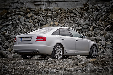 Image showing Rear view of a luxury car