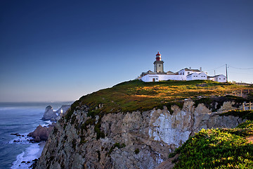 Image showing Cliffs and lighthouse