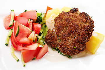 Image showing Cutlet with vegetables