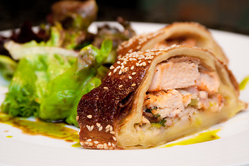 Image showing Salmon strudel