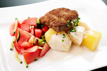 Image showing Cutlet with vegetables