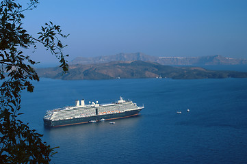 Image showing cruise ship santorini