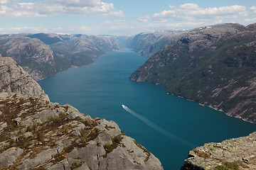 Image showing Boat in Lysefjord