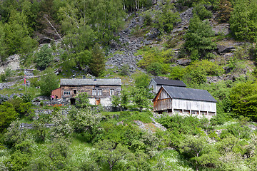 Image showing Farm on mountainside