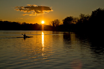 Image showing Sunset over lake Wascana