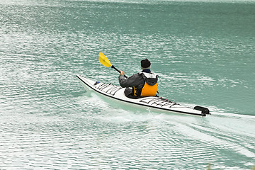 Image showing Canoeing on the magnificent Lake Louis 