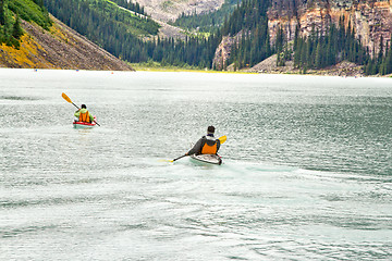 Image showing Canoeing on the magnificent Lake Louis 