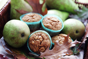 Image showing muffins with pear