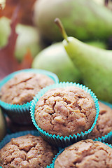 Image showing muffins with pear