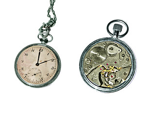 Image showing  old pocket watch isolated