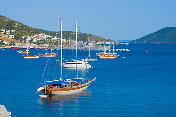 Image showing landscape  sea with  yacht