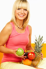 Image showing Happy women with fruits