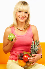 Image showing Happy women with fruits