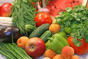 Image showing Colorful fresh group of vegetables and fruits