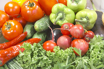 Image showing Colorful fresh group of vegetables and fruits