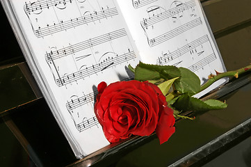 Image showing rose on piano 