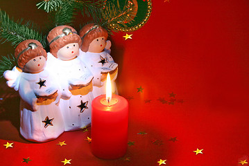 Image showing Christmas angels with candle and book