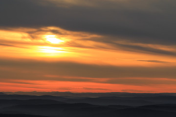 Image showing Sundown and mountains.
