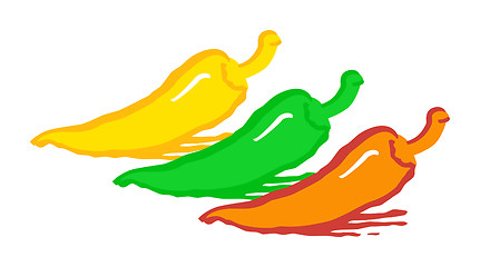 Image showing Three Chile Peppers. Hot!