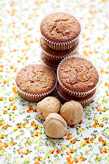 Image showing muffins with walnuts and honey