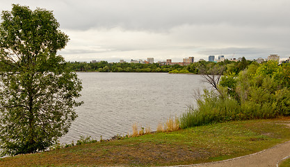 Image showing Wascana lake with Downtown Regina in the background