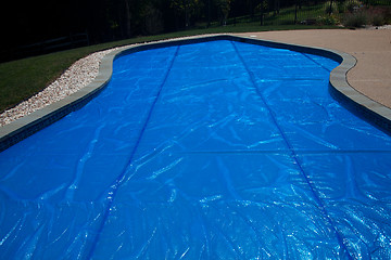 Image showing Blue solar pool cover