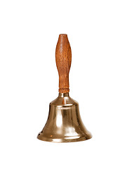 Image showing Brass handbell with wooden handle