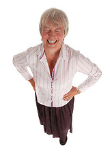 Image showing Laughing Senior Business Woman on White