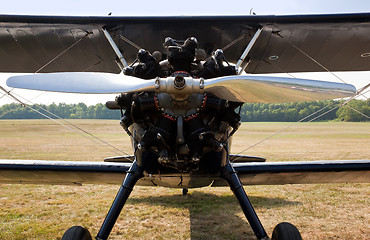 Image showing Propeller and engine of old biplane