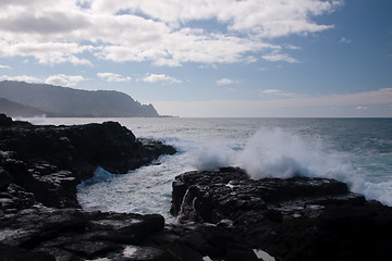 Image showing Rocky lava with waves