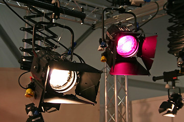 Image showing Studio spotlights