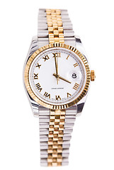 Image showing Gold and stainless steel mans watch