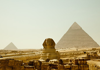 Image showing Sphinx and Giza Pyramids in Egypt