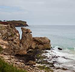 Image showing Rocky formations by sea on Kauai