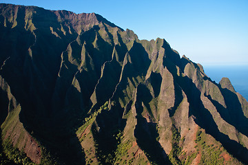 Image showing Wrinkled cliff face on Na Pali coast in Kauai