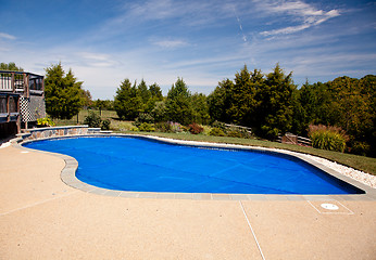 Image showing Blue solar pool cover