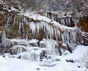 Image showing Weeping wall in Smoky Mountains covered in ice