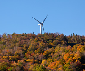 Image showing Wind turbine in fall