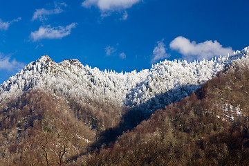 Image showing Chimney Tops in snow in smokies