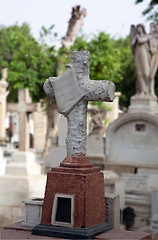 Image showing Ancient cross on tomb in Coptic Cairo