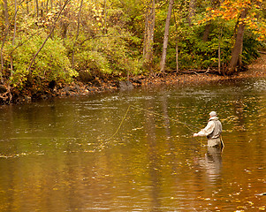 Image showing Flyfishing angler