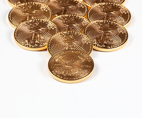 Image showing Receding stack of gold coins