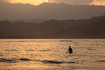 Image showing Hanalei Bay at sunset